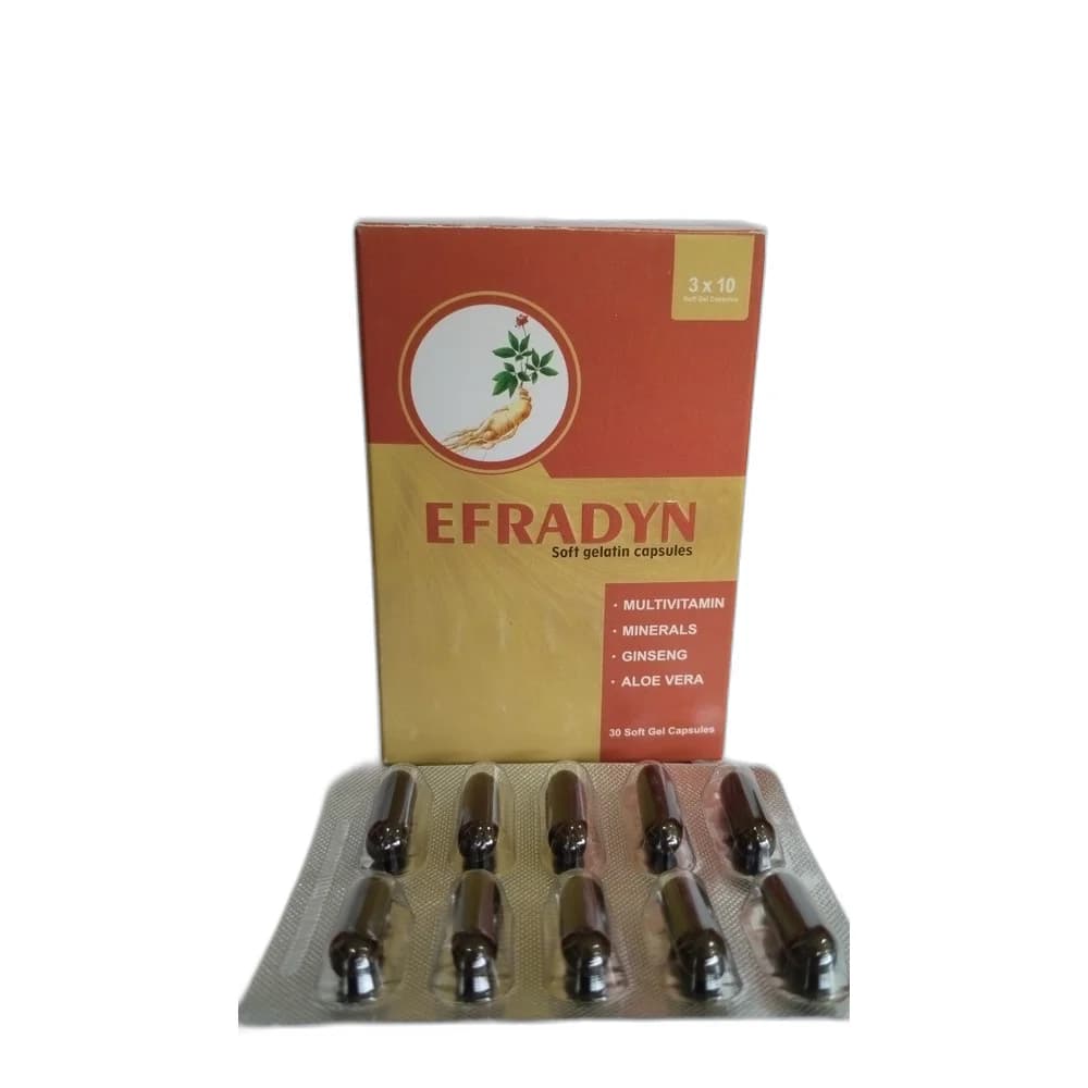 Efradyn Multivitamin, minerals, ginseng and aloe vera soft gelatin capsules