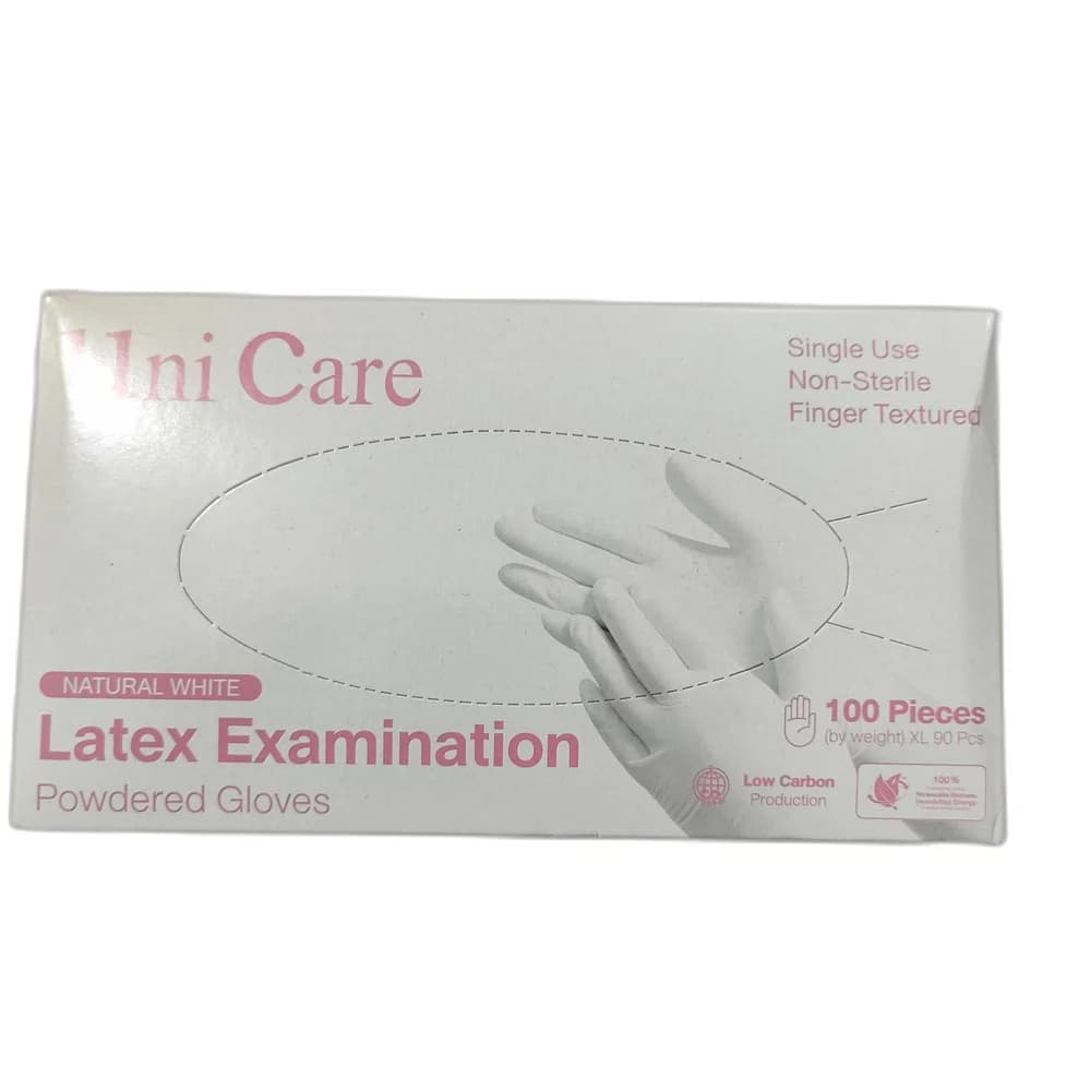 Uni Care Latex Examination Gloves Size M (7-8)