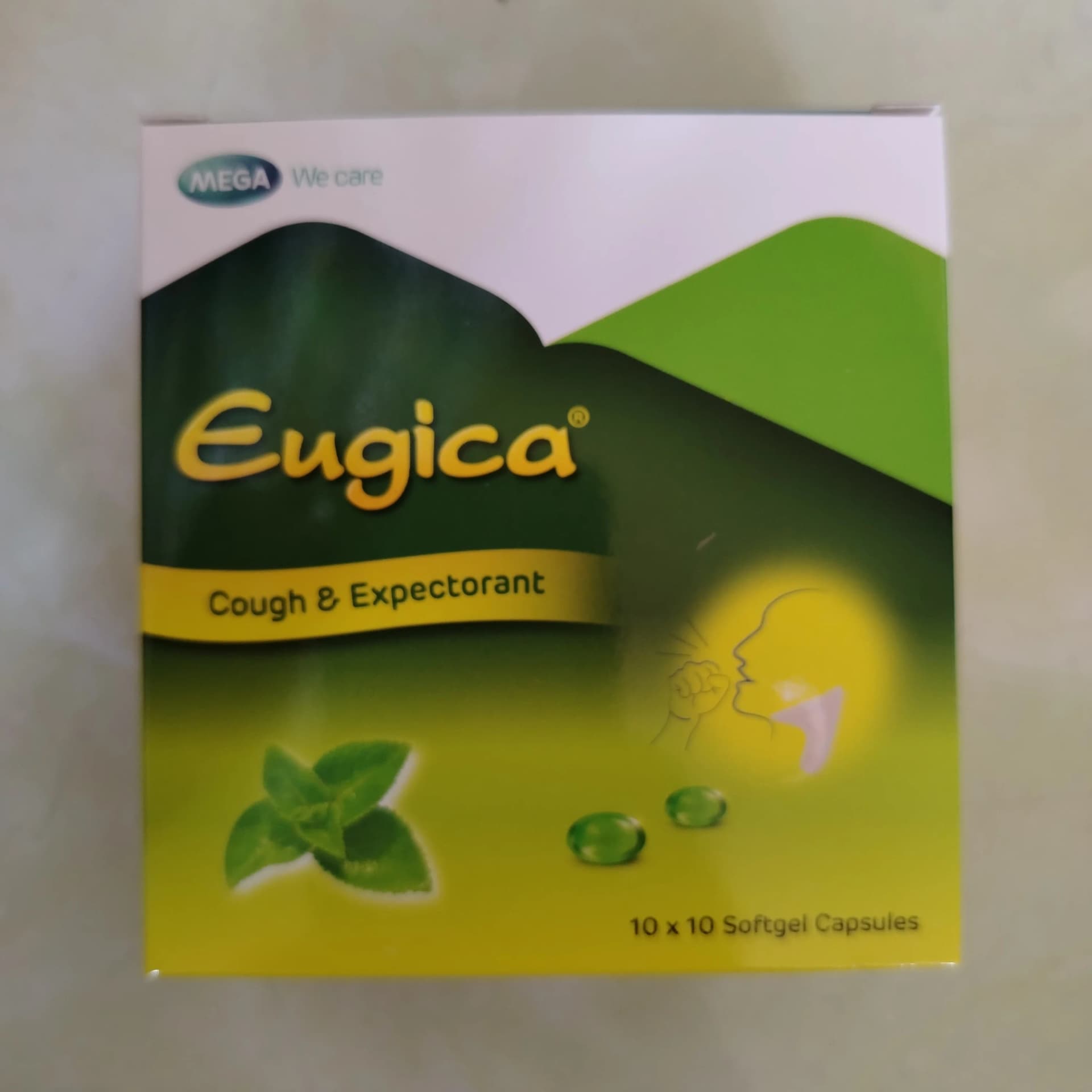 Eugica 100mg Eucalyptol + 0.5mg Ginger essential oil + 0.5mg Menthol + 0.18mg Ash essential oil