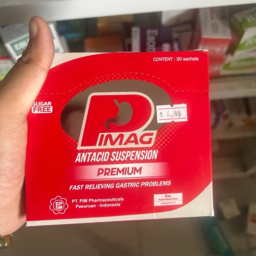 PIMAG PREMIUM Aluminium Hydroxide Dried Gel (600 mg), Magnesium Hydroxide (600 mg), Simethicone (160 mg) per 14 ml