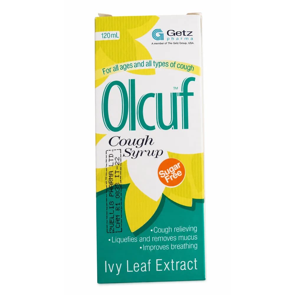 Olcuf Ivy leaf extract 70 mg per 10 mL cough syrup, 120 mL