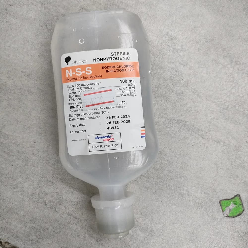 Otsuka N-S-S Normal Saline Solution 100ml Sodium Chloride 0.9 g per 100 mL, 100 mL bottle