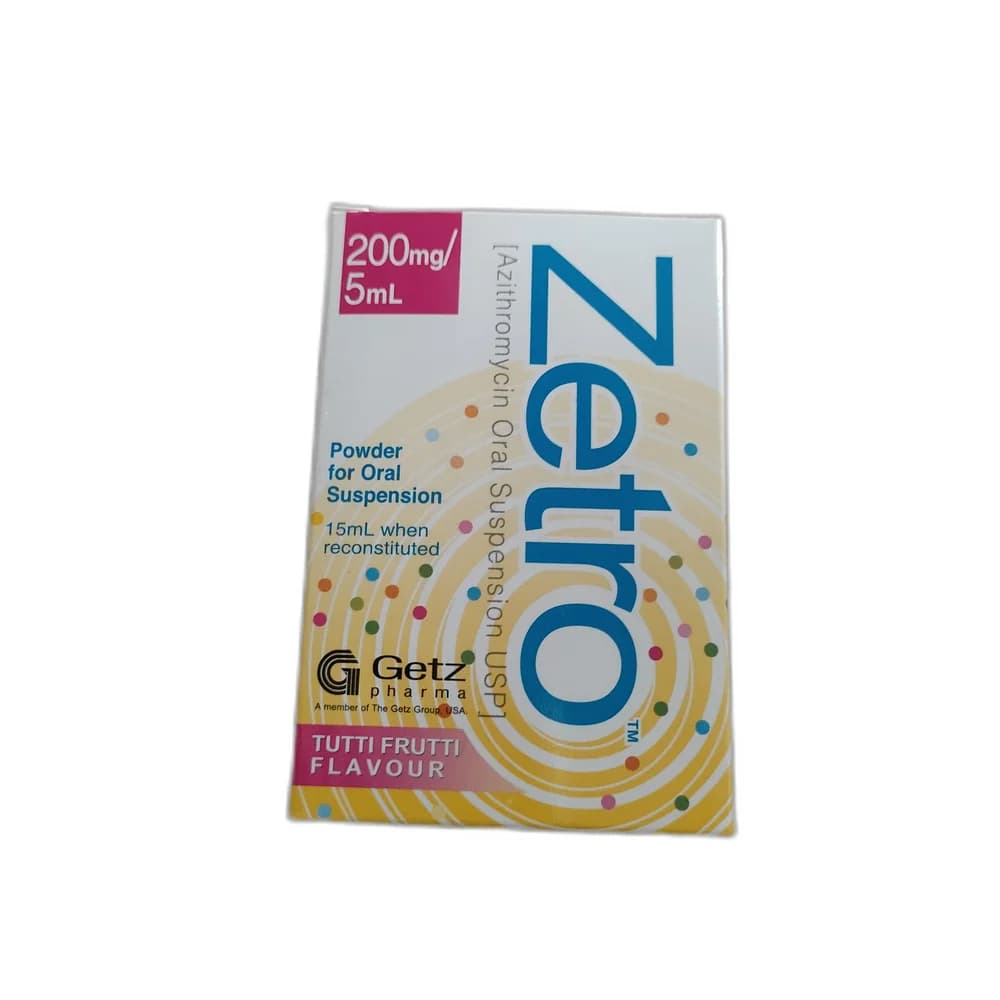 Zetro Oral Suspension 200 mg / 5 mL 200 mg / 5 mL, 15 mL when reconstituted