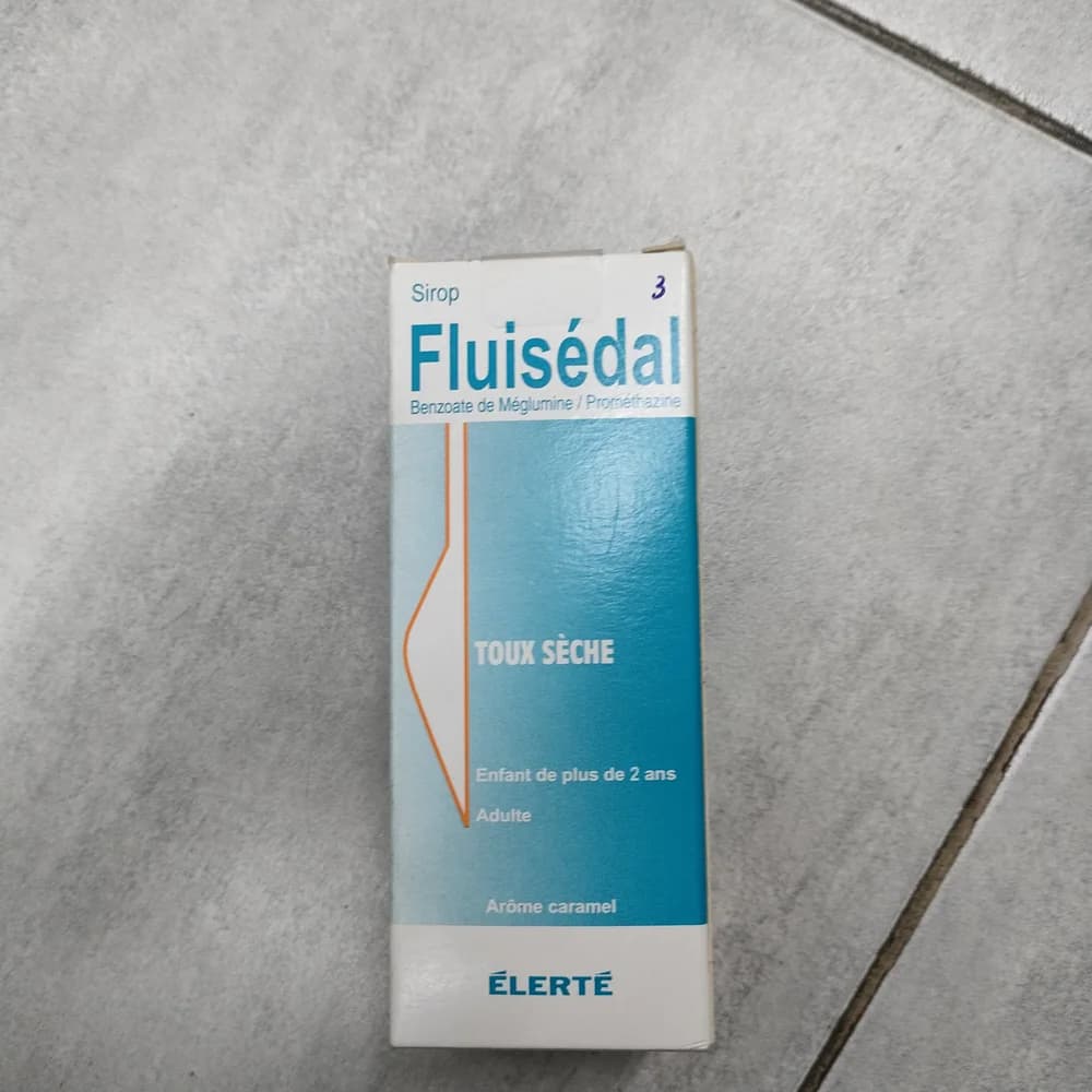 Fluisédal Méglumine benzoate + Prométhazine (caramel-flavored syrup)
