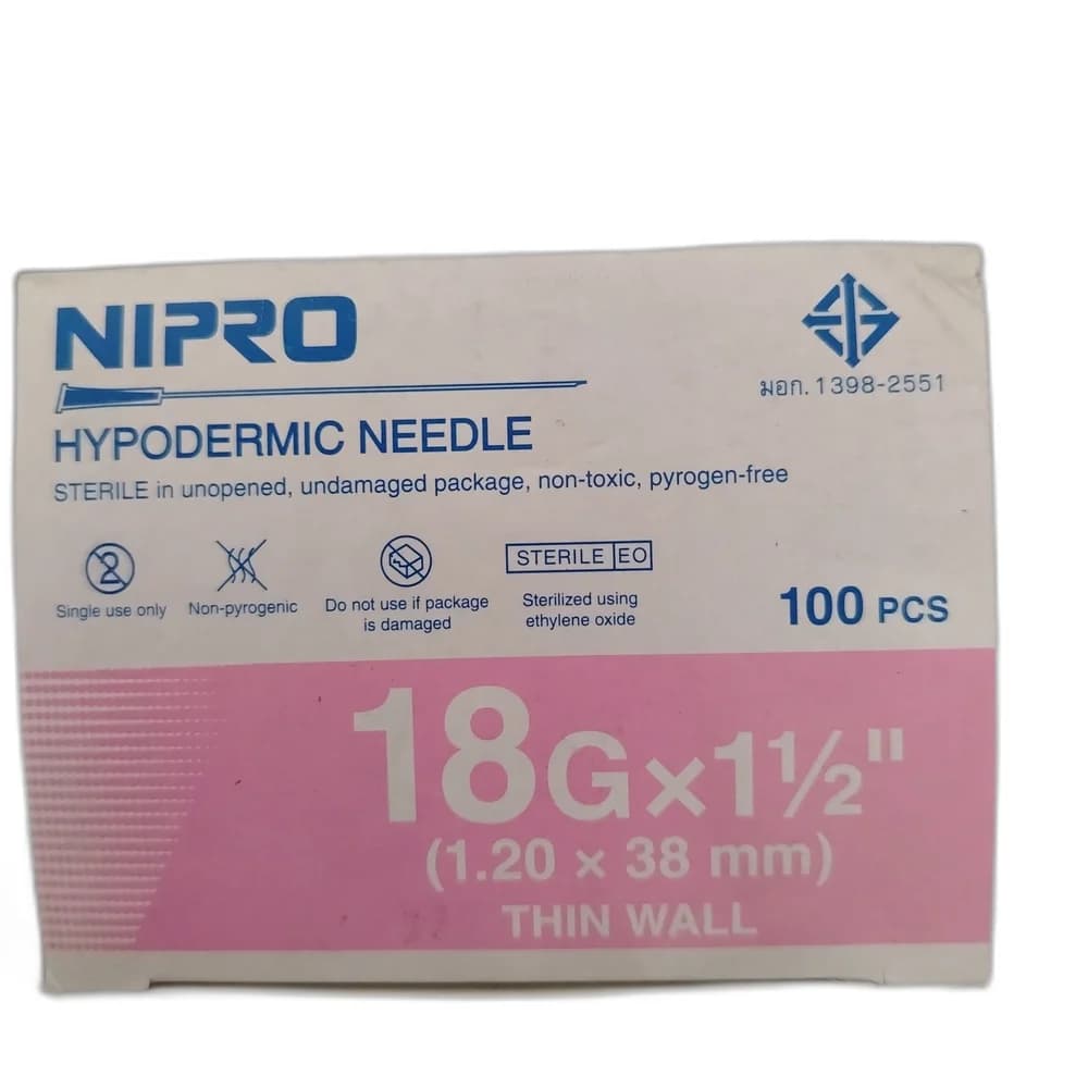 Nipro Hypodermic Needle 18G x 1 1/2" (1.20 x 38 mm)