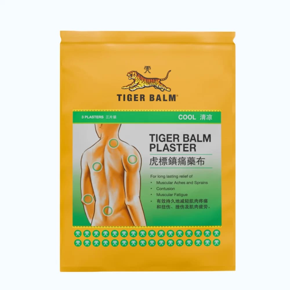 Tiger Balm Plaster Cool 10 x 14 cm Camphor 1.0 g / Mentha oil 0.6 g / Eucalyptus oil 0.5 g / Menthol 0.3 g per 100 g paste