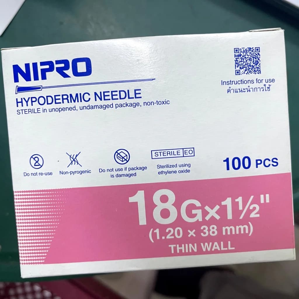 Nipro (Hypodermic Needle) 18gx1 (1.20 x 38 mm)