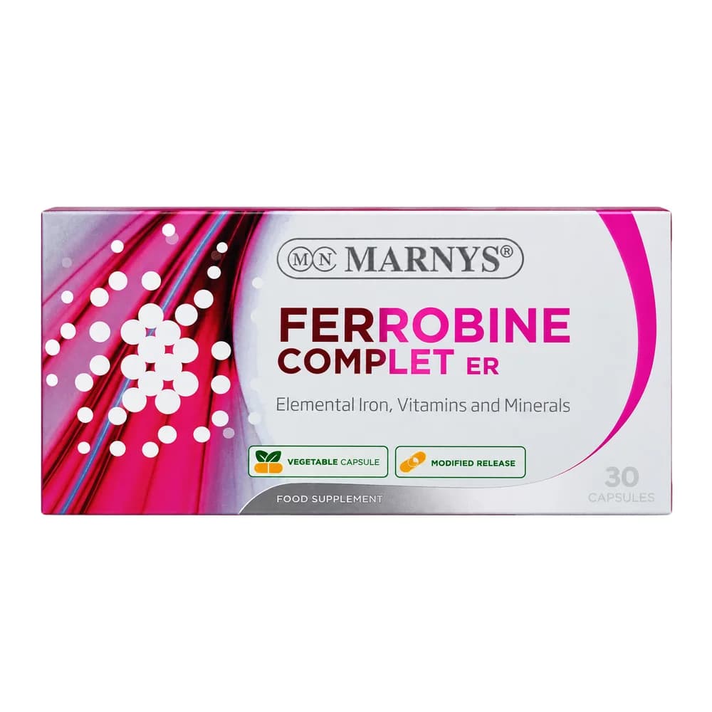 Ferrobine Complet ER Iron 100 mg + Vitamin C 80 mg + Zinc 10 mg + Vitamin B6 1.4 mg + Copper 1 mg + Folic acid 500 µg + Vitamin B12 2.5 µg per capsule