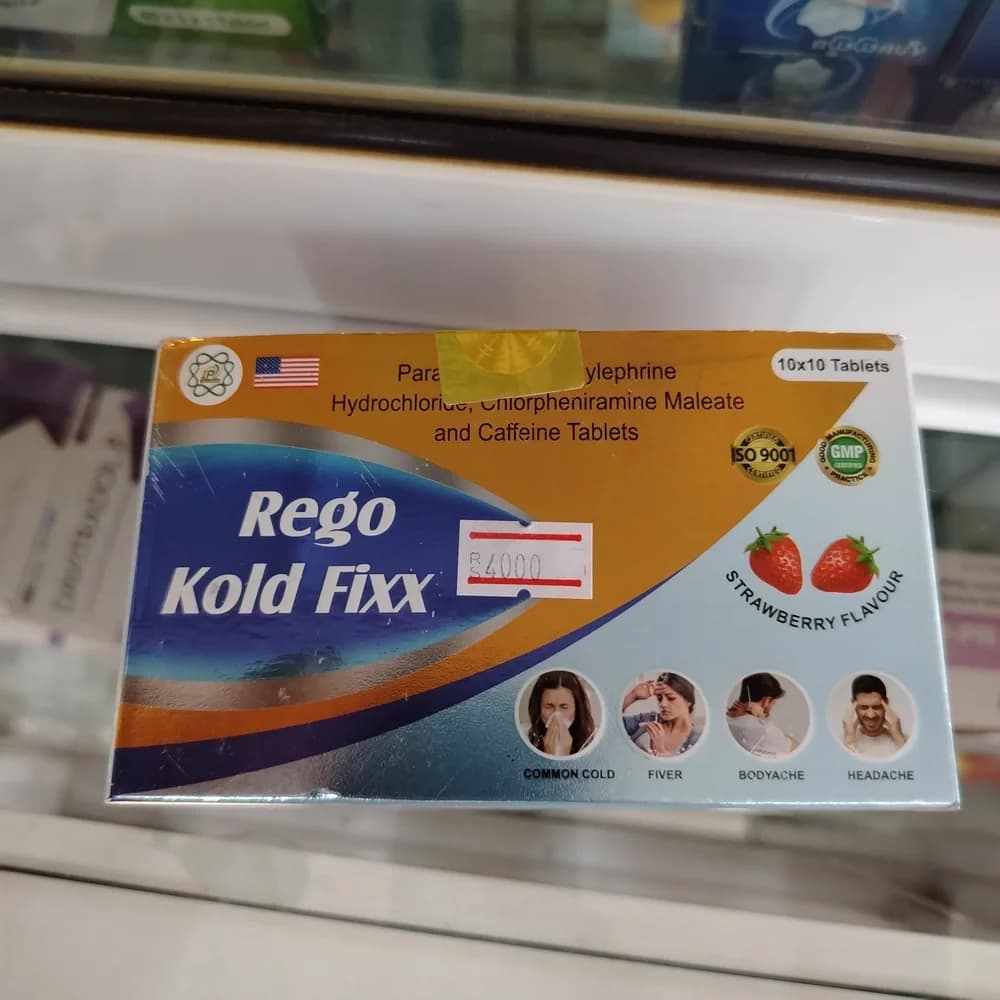 Rego Kold Fix Paracetamol 325 mg / Phenylephrine 5 mg / Chlorpheniramine maleate 2 mg / Caffeine 16 mg