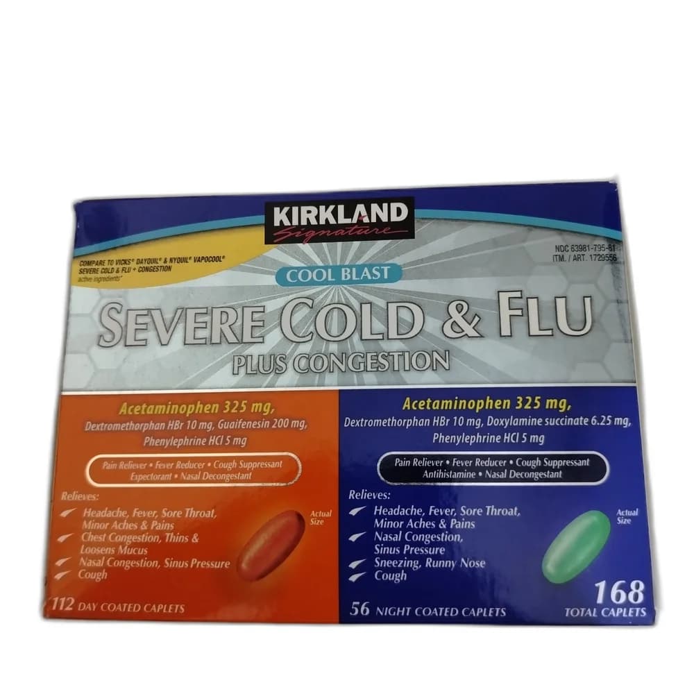 Kirkland Signature Severe Cold & Flu Plus Congestion 325 mg