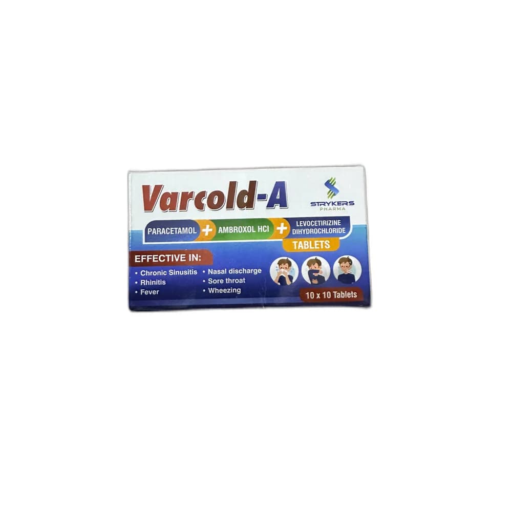 Varcold-A Paracetamol 500 mg / Ambroxol HCl 30 mg / Levocetirizine 5 mg; 100 tablets