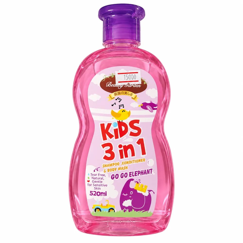 Beauty Garden Kids 3-in-1 Go Go Elephant Shampoo Conditioner & Body Wash 520 mL