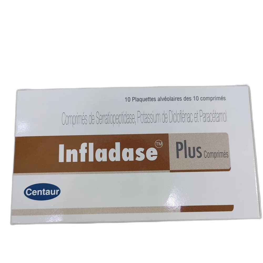 Infladase Plus Serratiopeptidase 10 mg + Diclofenac potassium 50 mg + Paracetamol 500 mg