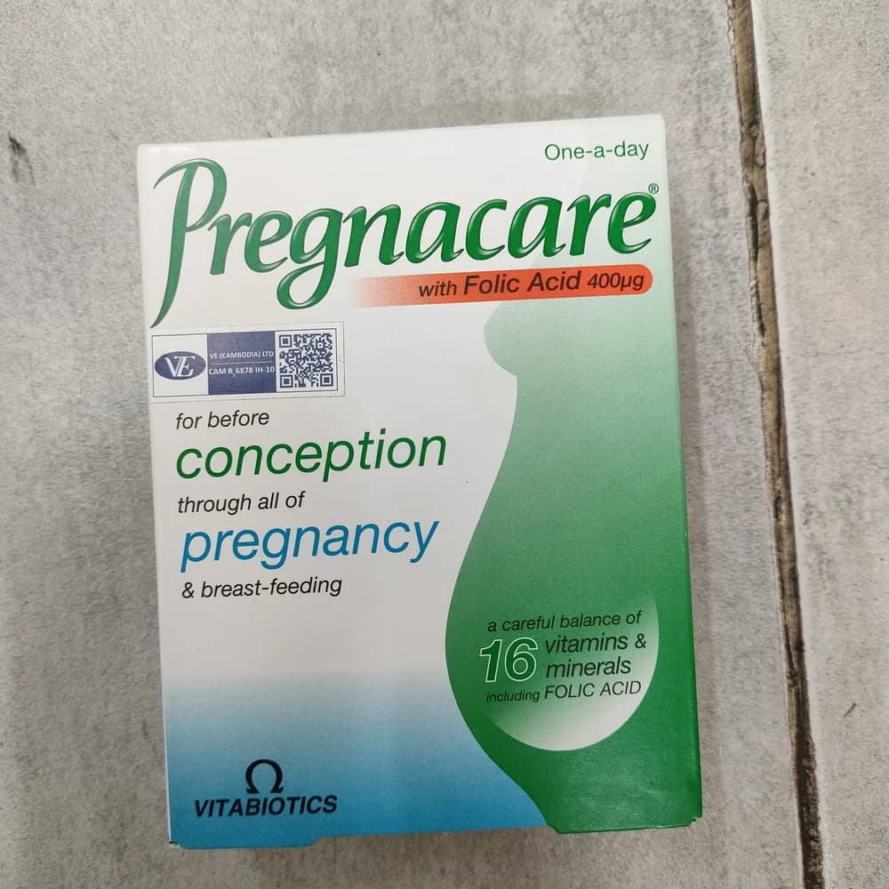 Vitabiotics Pregnacare 400 mcg Folic Acid plus 16 vitamins & minerals per capsule, one-a-day