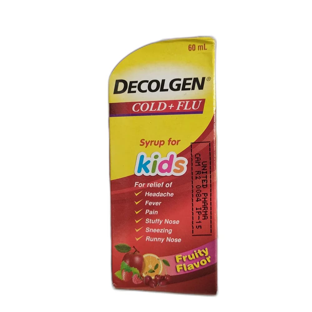 Decolgen Cold Paracetamol 100 mg/5 ml, Phenylephrine HCl 2.5 mg/5 ml, Chlorpheniramine Maleate 0.33 mg/5 ml