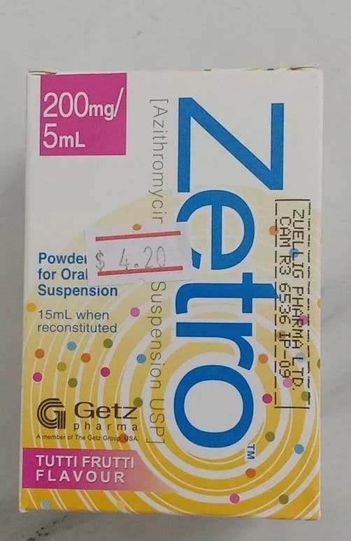 Zetro Azithromycin 200mg/5ml