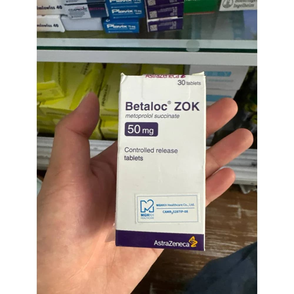 Betaloc ZOK 50 mg Metoprolol succinate 47.5 mg equivalent to metoprolol tartrate 50 mg, controlled-release, 30 tablets