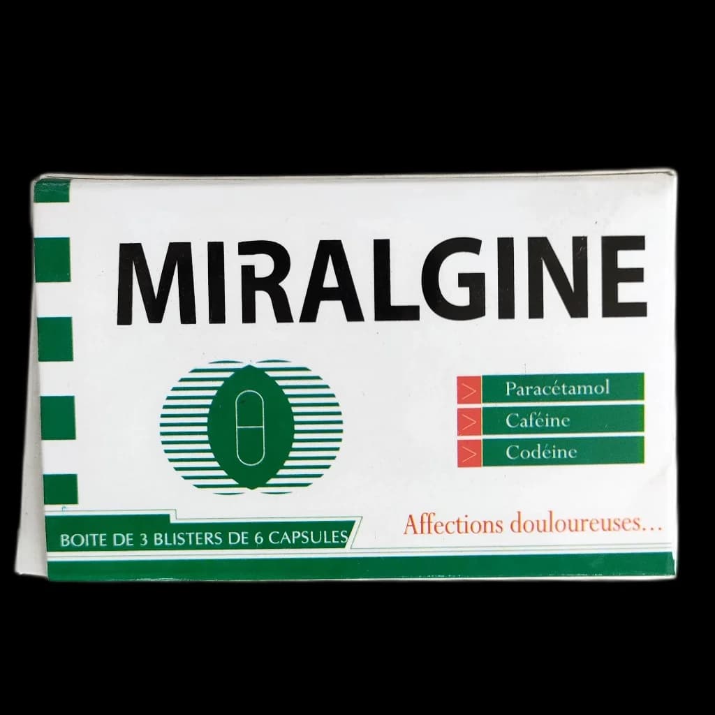 Miralgine Paracetamol 400mg, Caffeine 62.50mg, Codeine phosphate 20mg