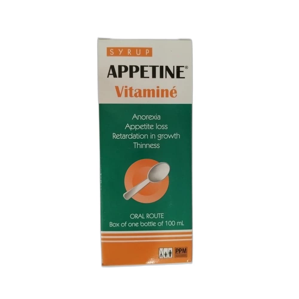 Appetine Vitamine Cyproheptadine hydrochloride 2 mg + L-lysine HCl 150 mg per 5 mL
