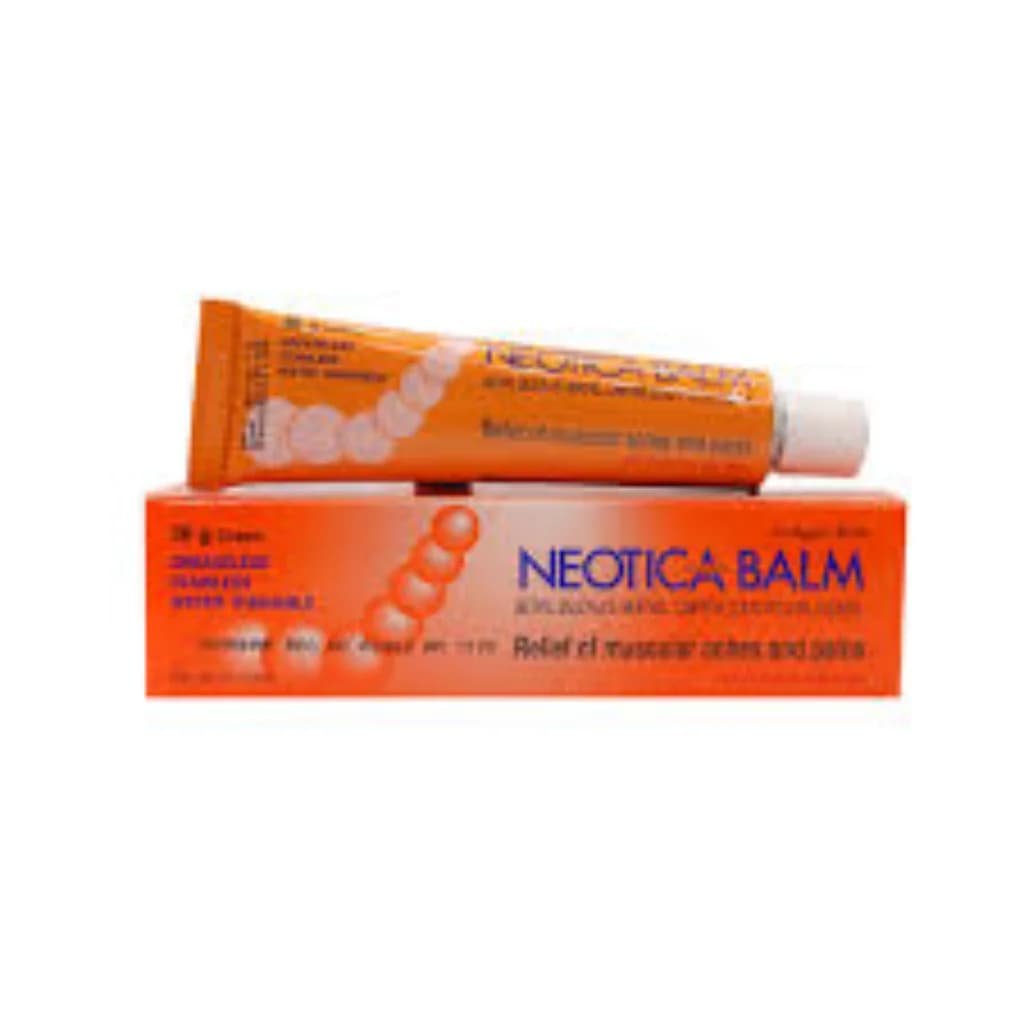 Neotica Balm 30g Methyl salicylate 12.5 g, Menthol 5.64 g, Camphor 1.8 g, Eucalyptus Oil 1.8 g, Eugenol 1.36 g per 100 g