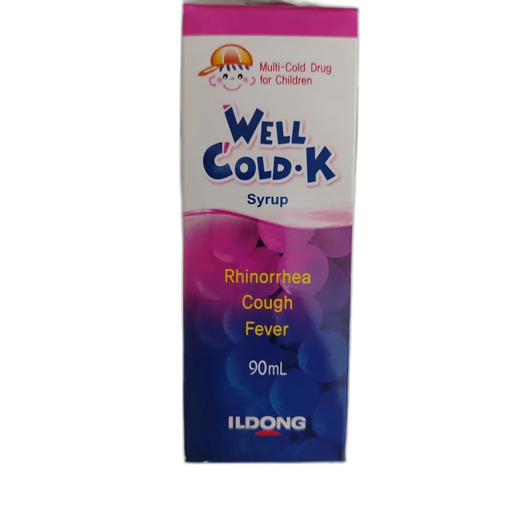 Well Cold-K Per 5 mL: Acetaminophen 50 mg, Chlorpheniramine maleate 0.415 mg, Tipepidine citrate 3.33 mg, dl-Methylephedrine HCl 4.165 mg, Caffeine hydrate 4.165 mg