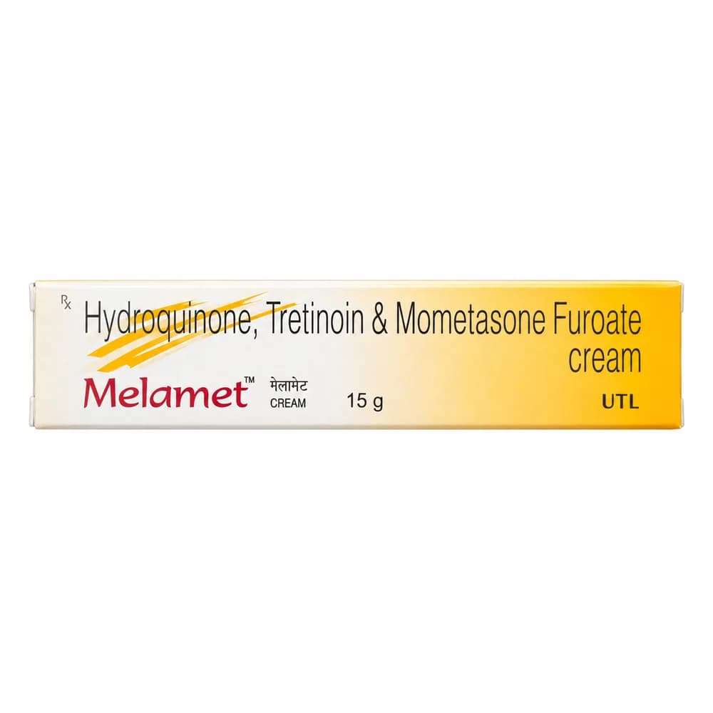 Melamet Hydroquinone 2% w/w; Tretinoin 0.025% w/w; Mometasone Furoate 0.10% w/w