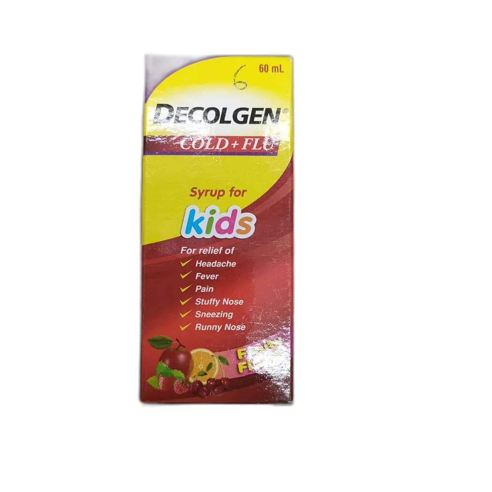 Decolgen Cold + Flu Syrup for Kids Paracetamol 100 mg + Phenylephrine HCl 2.5 mg + Chlorpheniramine maleate 0.33 mg / 5 ml
