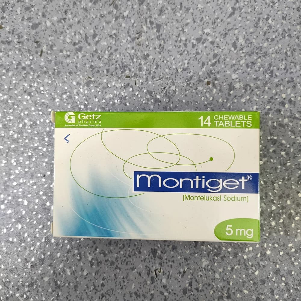 Montiget 5mg Montelukast sodium equivalent to Montelukast 5 mg per chewable tablet