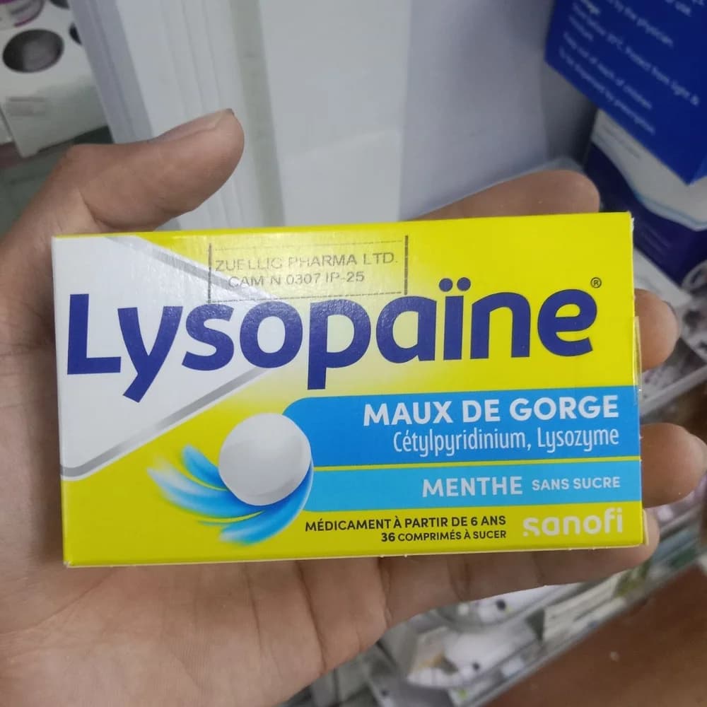 Lysopaïne Cetylpyridinium chloride 1.5 mg + lysozyme hydrochloride 520,000 FIP units per lozenge
