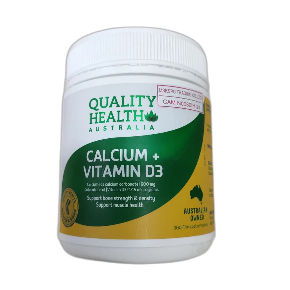 Quality Health Australia Calcium + Vitamin D3 Calcium 600 mg + Vitamin D3 12.5 mcg per tablet