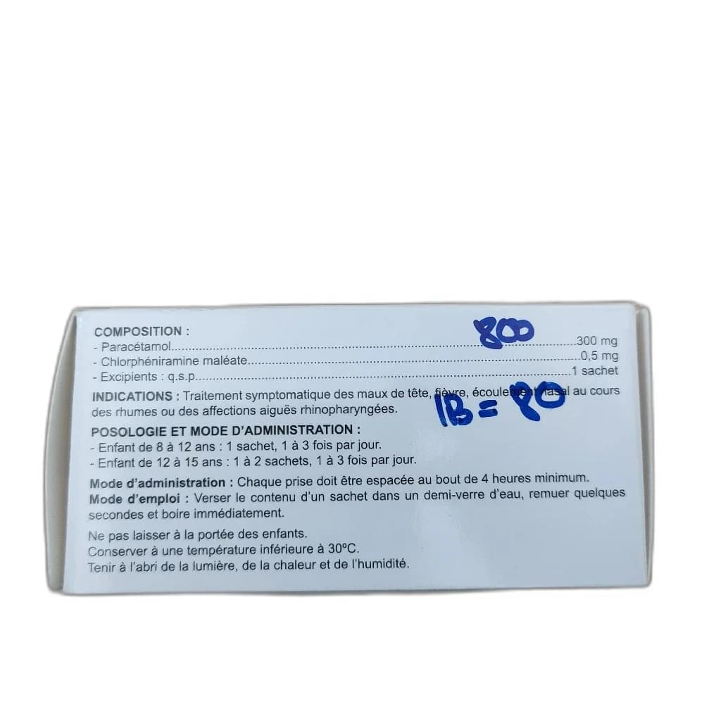 Rhinoril 300 Sachets Paracetamol 300 mg + Chlorpheniramine maleate 0.5 mg per sachet