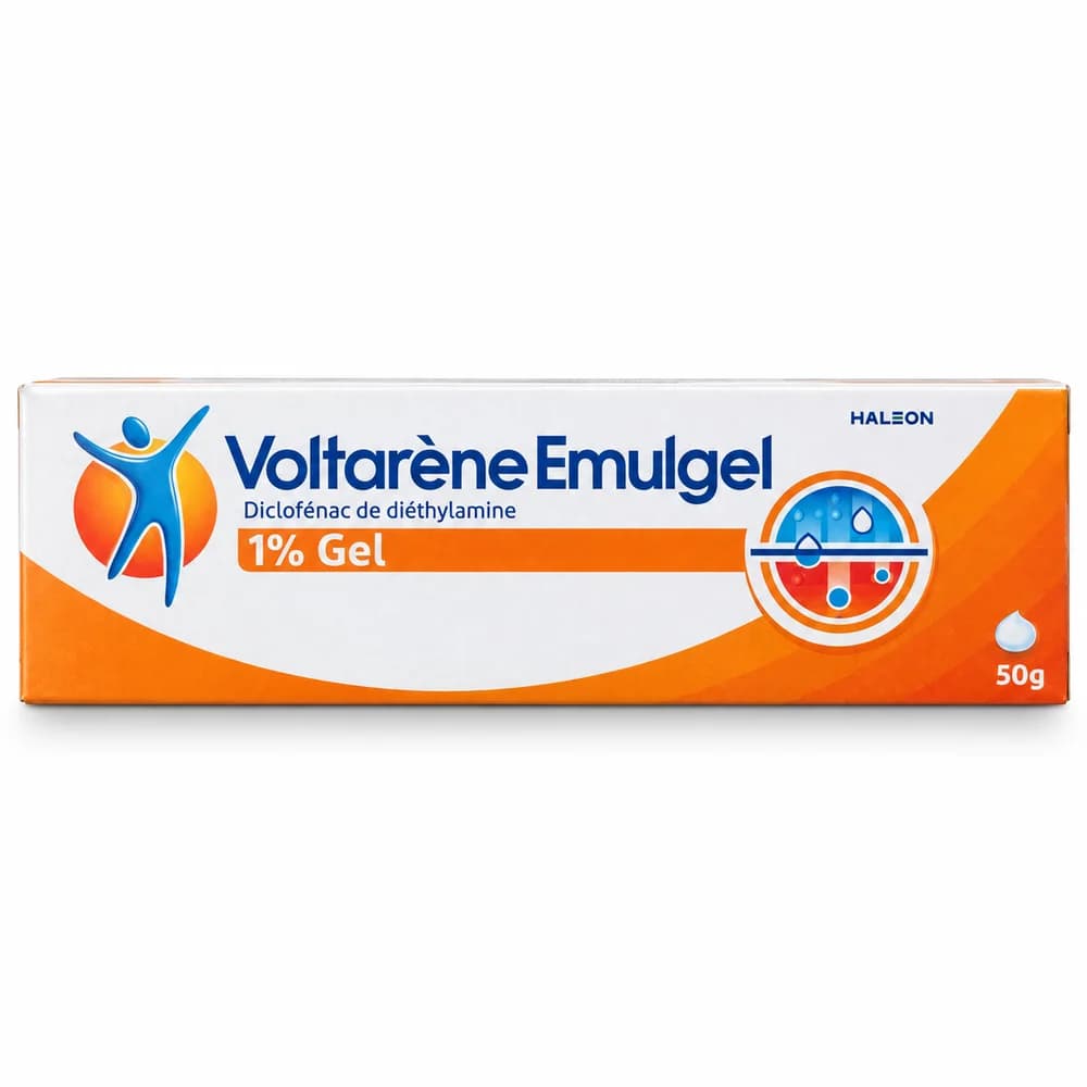 Voltarène Emulgel 1% gel; diclofenac diethylamine 1.16 g/100 g (equivalent to diclofenac sodium 1.00 g/100 g)