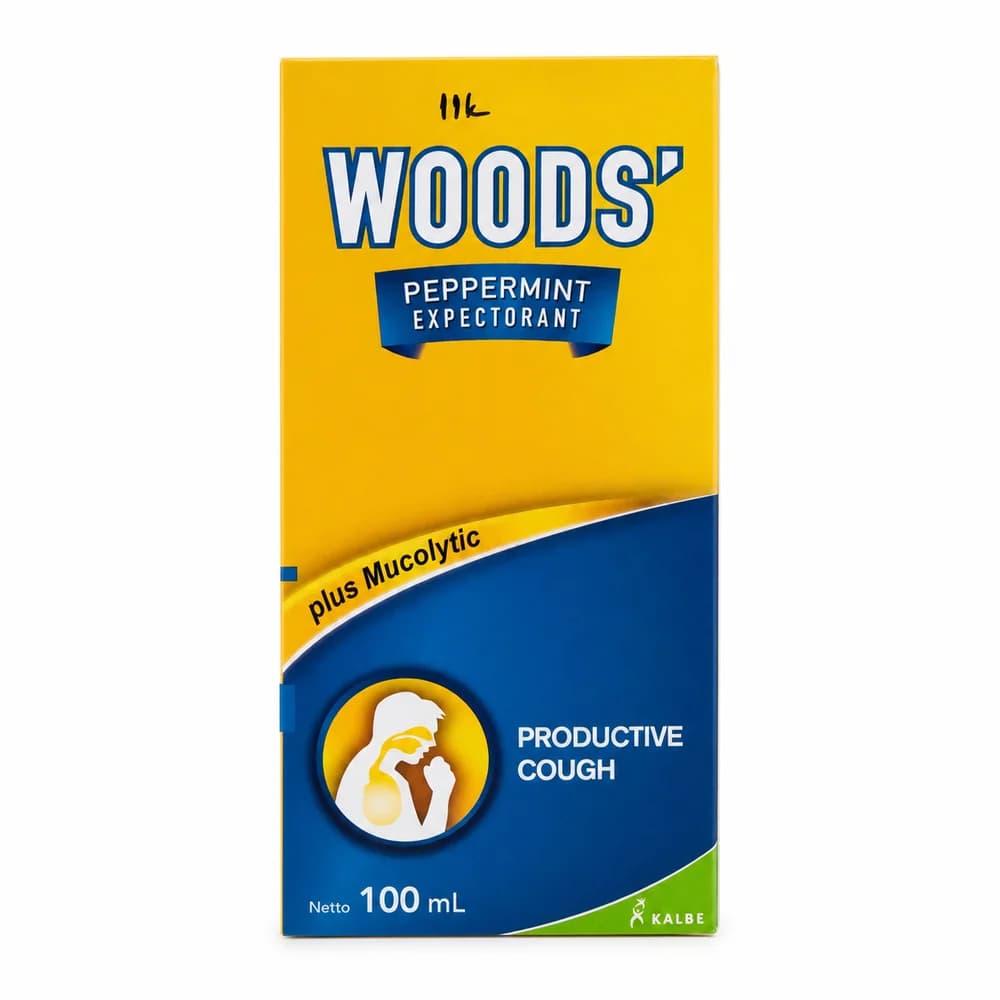 Woods' Peppermint Expectorant Bromhexine hydrochloride 4 mg / Guaiphenesin 100 mg / Ethanol 6% v/v per 5 mL