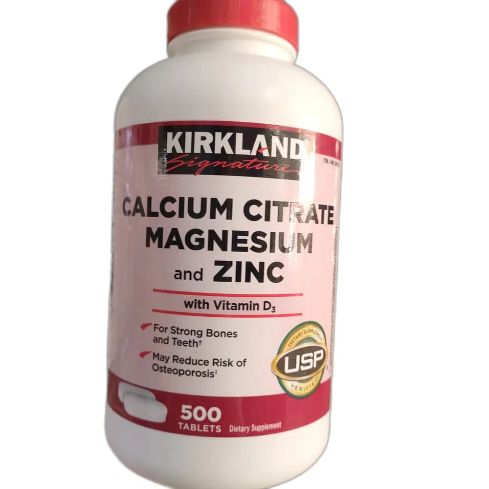Kirkland Signature Calcium Citrate Magnesium and Zinc Calcium 500 mg + Magnesium 80 mg + Zinc 11 mg with Vitamin D3 20 mcg (800 IU)