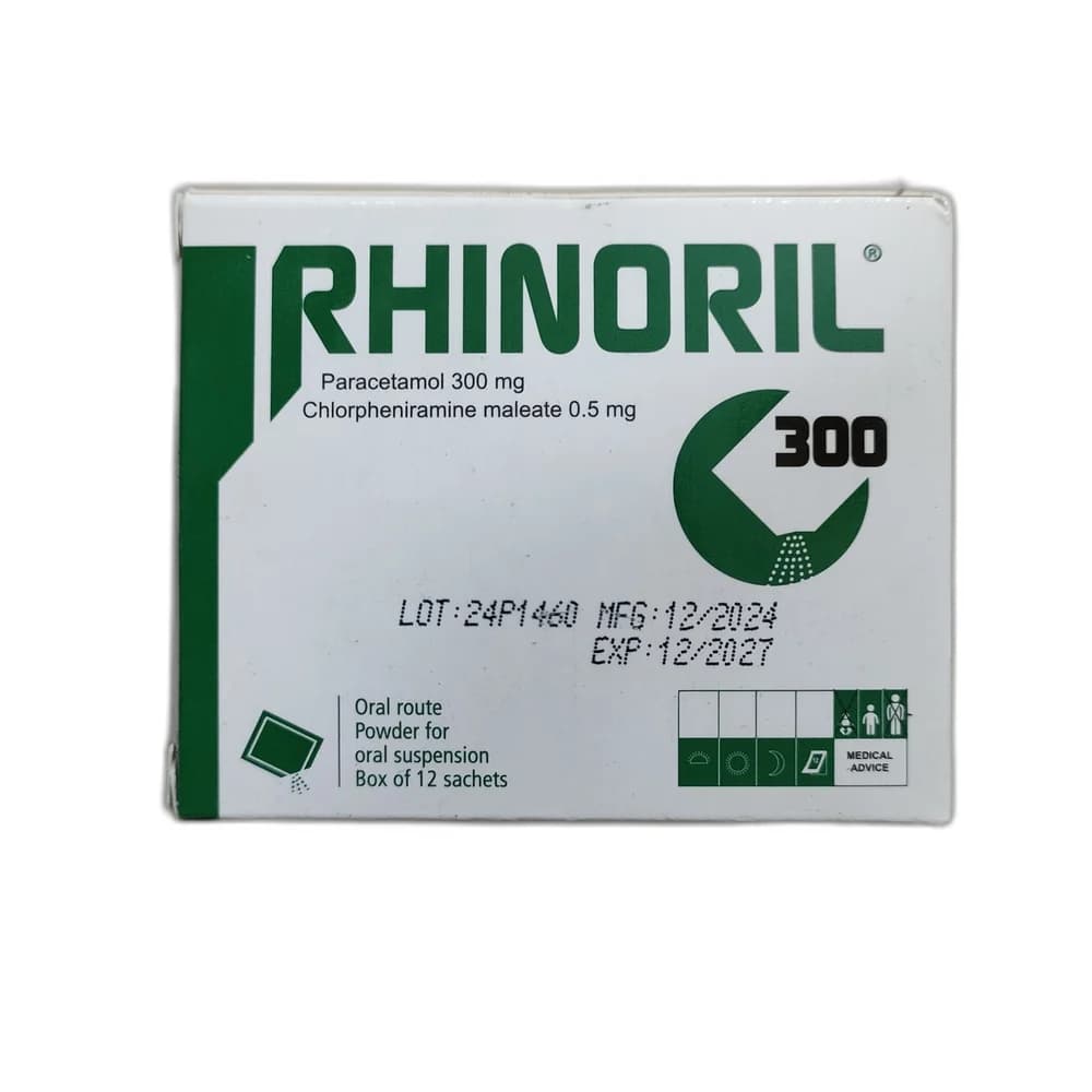 Rhinoril 300 Paracetamol 300 mg / Chlorpheniramine maleate 0.5 mg per sachet