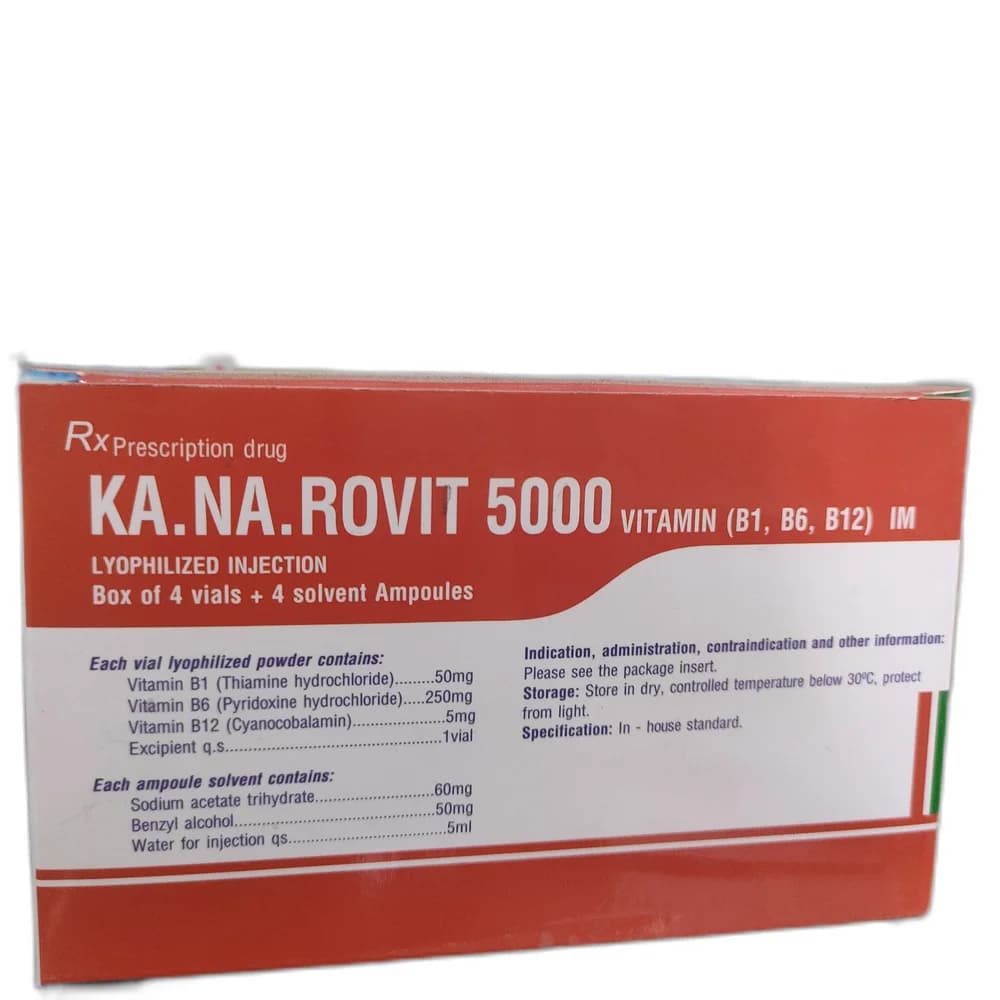 KA.NA.ROVIT 5000 Vitamin B1 50 mg / Vitamin B6 250 mg / Vitamin B12 5 mg per vial