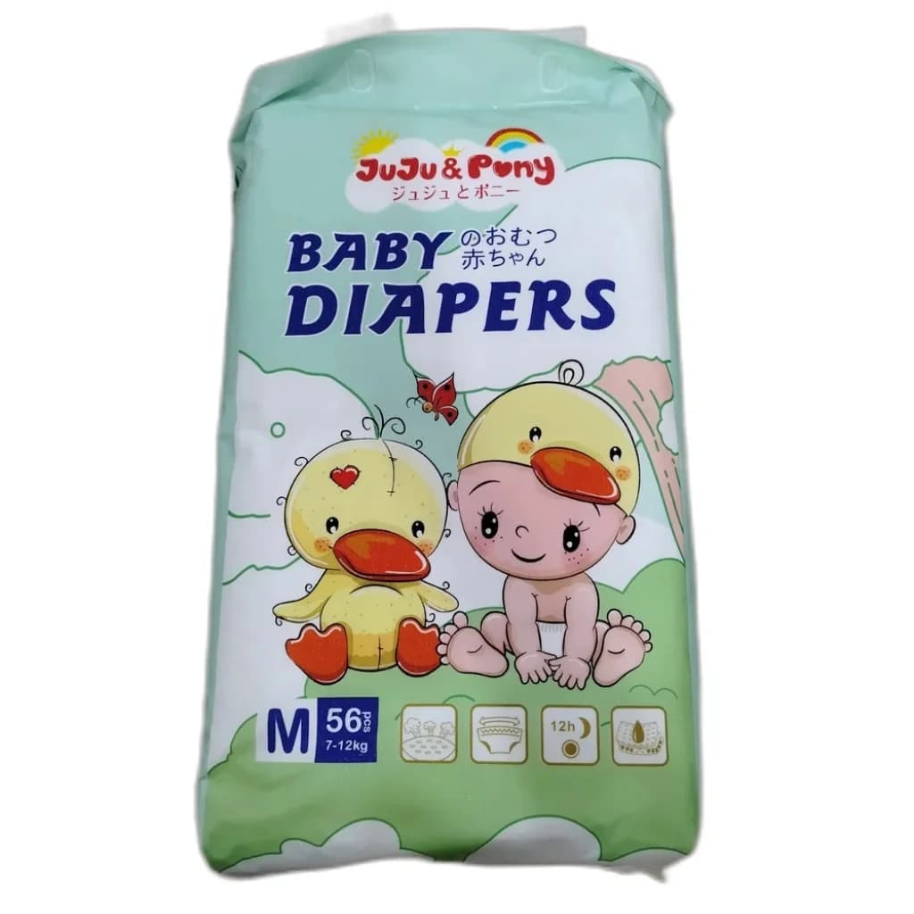 JuJu & Pony Baby Diapers Size M, 56 pcs