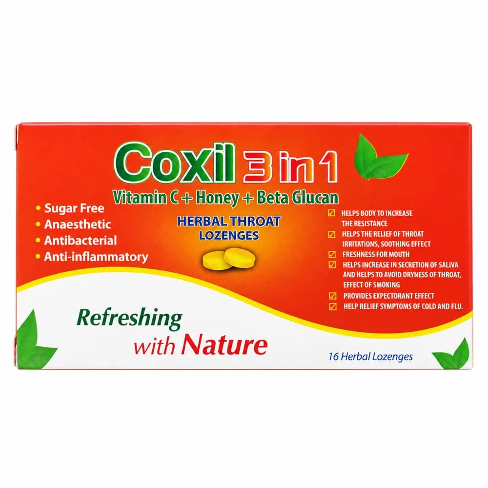 Coxil 3 in 1 Herbal Throat Lozenges