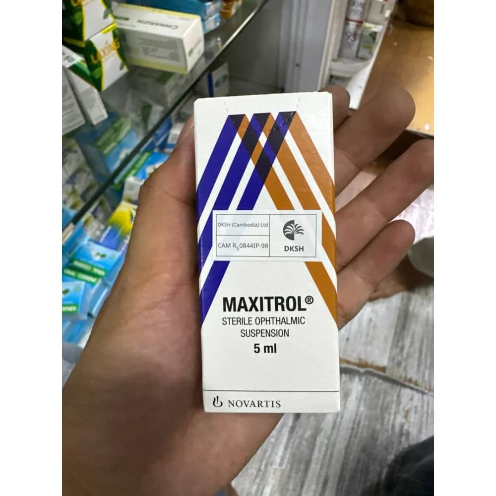 Maxitrol Neomycin sulfate 3,500 IU/mL, polymyxin B sulfate 6,000 IU/mL, and dexamethasone 0.1% ophthalmic suspension