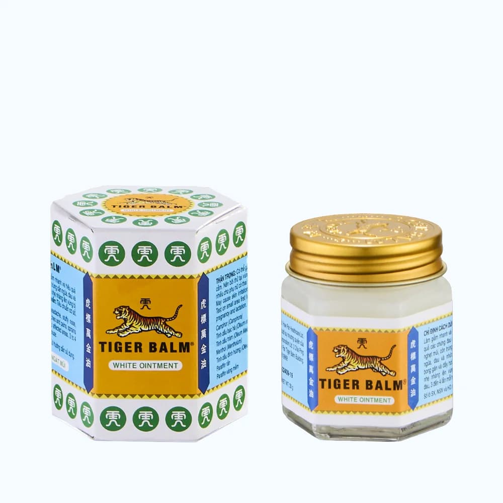 Tiger Balm White Ointment 30 g Camphor 25% / Dementholised mint oil 16% / Cajuput oil 13% / Menthol 8% / Clove oil 1.5% w/w