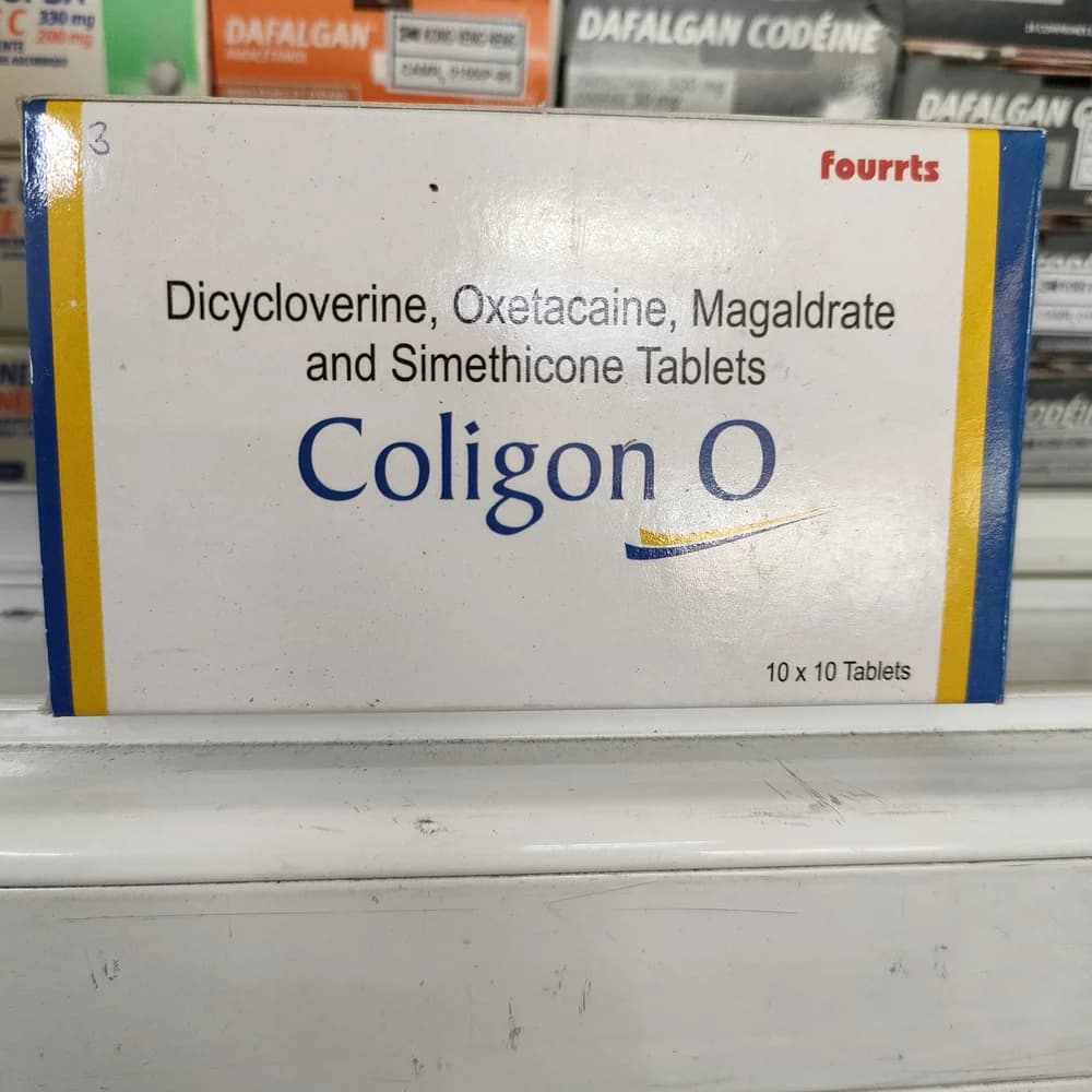 Coligon O Dicycloverine 10 mg / Oxetacaine 10 mg / Magaldrate 400 mg / Simethicone 25 mg