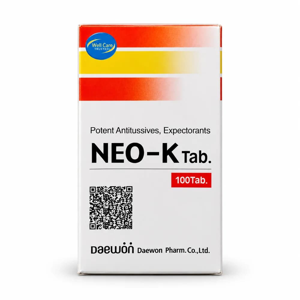 NEO-K Dihydrocodeine bitartrate 5 mg / guaifenesin 50 mg / DL-methylephedrine HCl 17.5 mg / chlorpheniramine maleate 1.5 mg per tablet