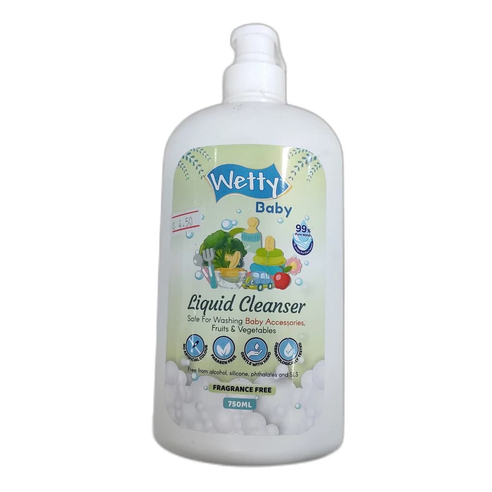 Wetty Baby Liquid Cleanser Fragrance Free 750 ml