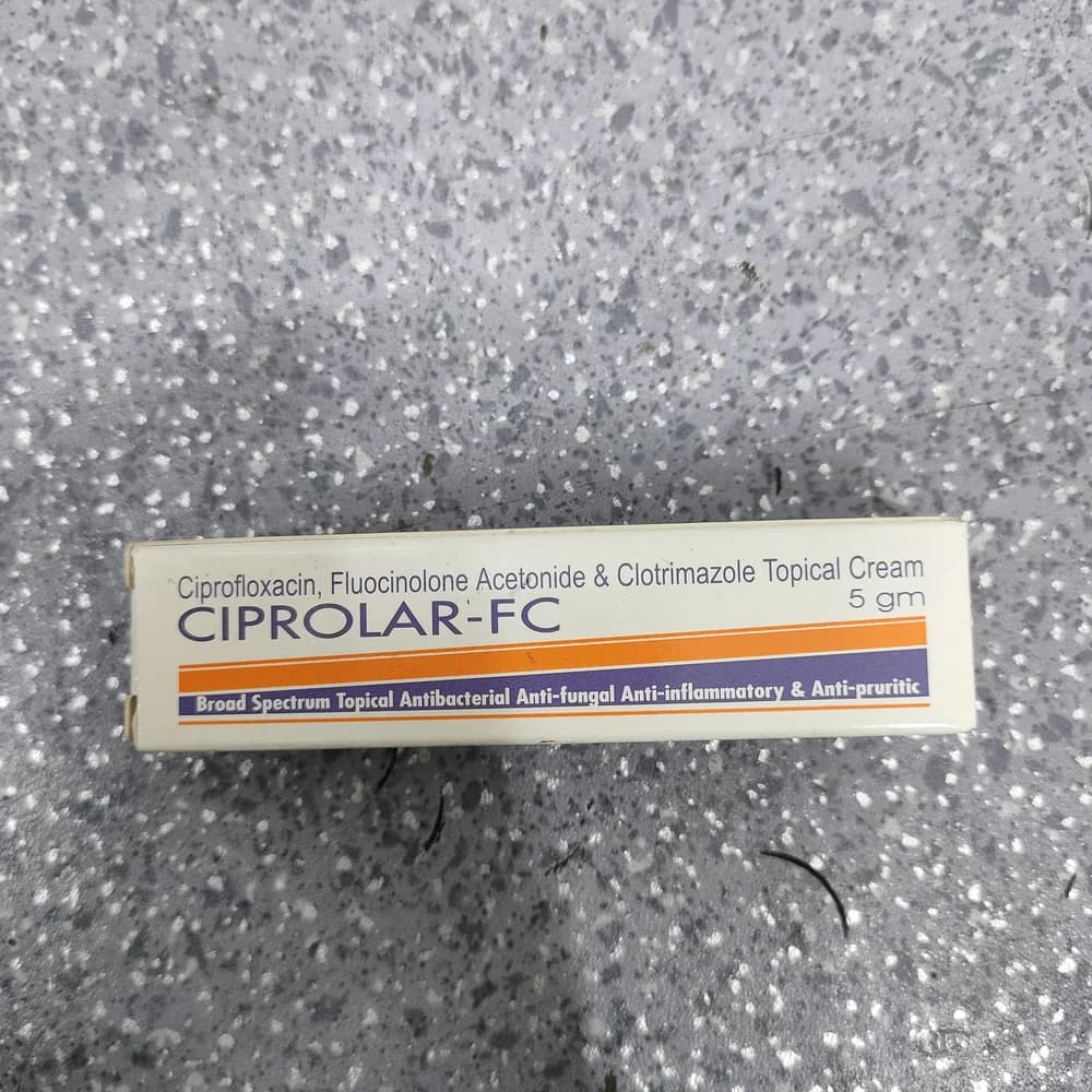 Ciprolar-FC Ciprofloxacin hydrochloride 0.5% w/w + Fluocinolone acetonide 0.025% w/w + Clotrimazole 1% w/w