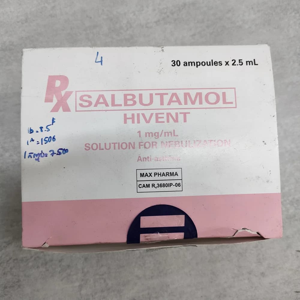 Salbutamol Hivent Salbutamol 1 mg/mL (2.5 mL per ampoule)