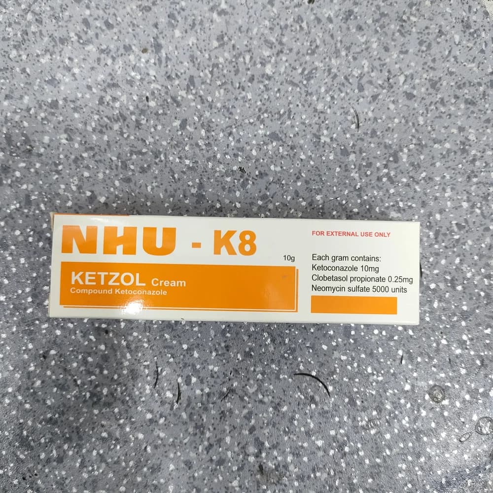 NHU-K8 Ketzol Cream Ketoconazole 10 mg + Clobetasol propionate 0.25 mg + Neomycin sulfate 5000 units per 1 g