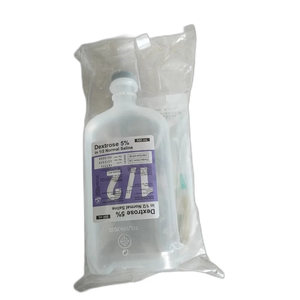 Dextrose in Half Normal Saline 5% / 0.45%, 500 mL