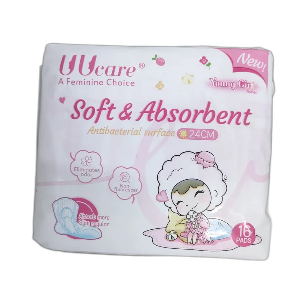 UUcare Young Girl Soft & Absorbent Sanitary Pads 24 cm, Ultra slim