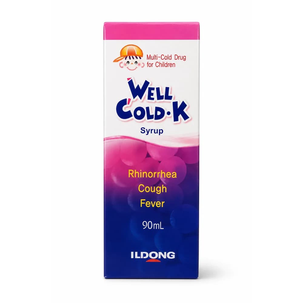 Well Cold-K Syrup Each 5 ml contains acetaminophen 50 mg, chlorpheniramine maleate 0.415 mg, tipepidine citrate 3.33 mg, dl-methylephedrine HCl 4.165 mg, and caffeine hydrate 4.165 mg