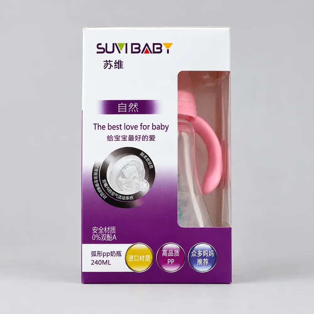 SUVI BABY Natural Pink Wide Neck PP Feeding Bottle 240 mL / 6-12m